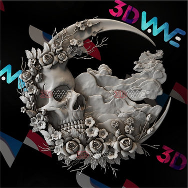 SKULL MOON 3d stl - 3DWave.us